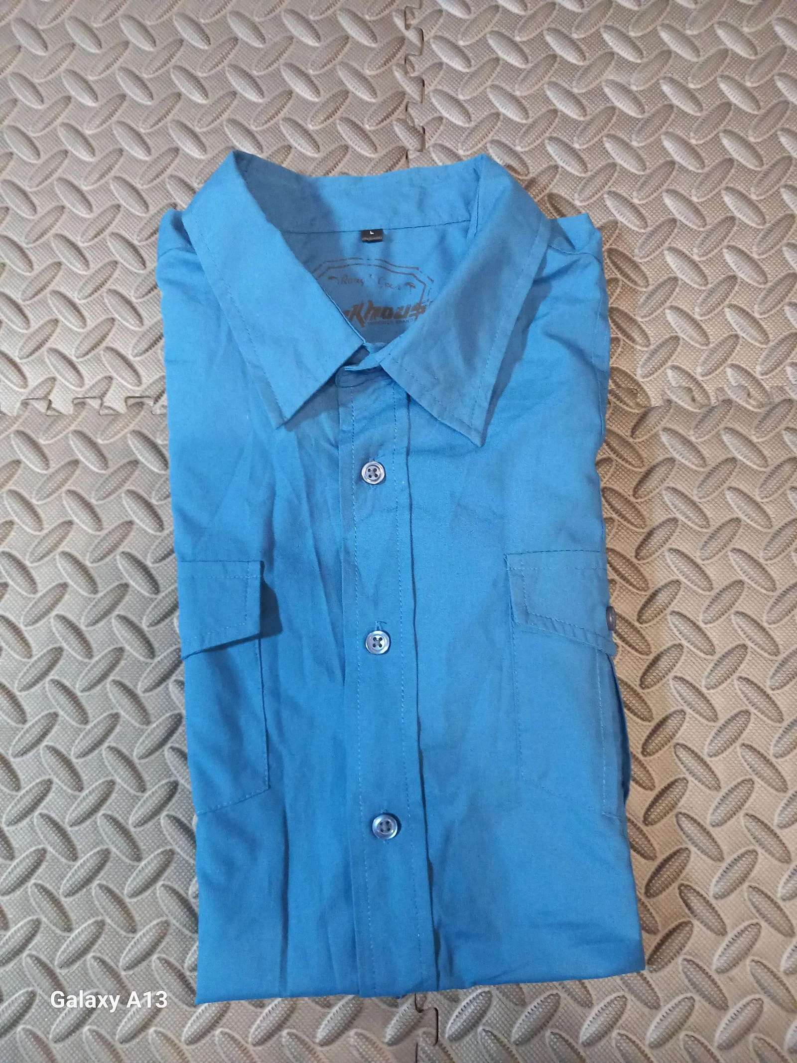 Electric Blue Short Sleeve Shirt - Clockhouse - Size L (Military / Worker Style) – photo 3